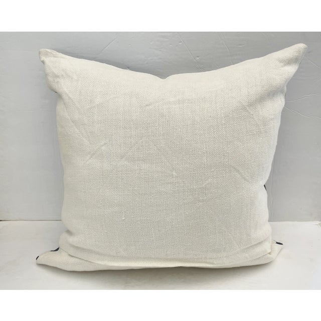 Modern Square Blue and White Stripes Toss Pillow For Sale - Image 3 of 12