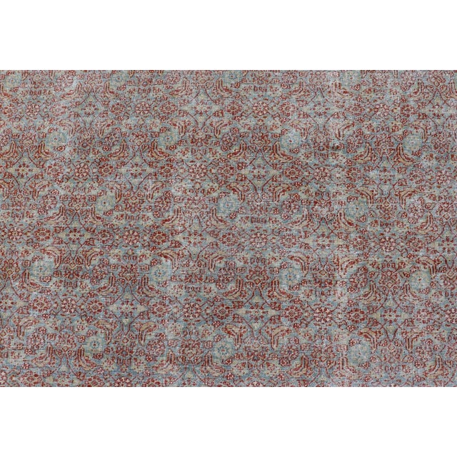 Textile Early 20th Century Antique Persian Khorassan Rug With All-Over Floral Design in Red and Blue For Sale - Image 7 of 12