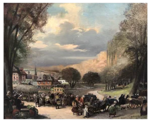 Albert Mantelet, Le Retour du marché, Oil on Canvas