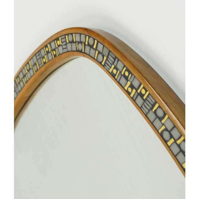1950s Mid-Century Modern Mirror with Mosaic and Cherrywood Frame, 1950s For Sale - Image 5 of 11