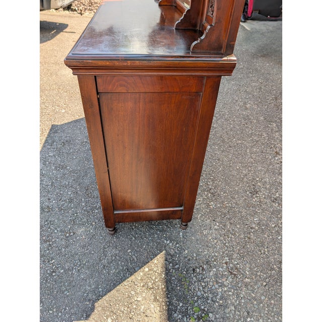 Antique Victorian Edwardian Mirror Back Mahogany Sideboard Buffet For Sale - Image 12 of 12