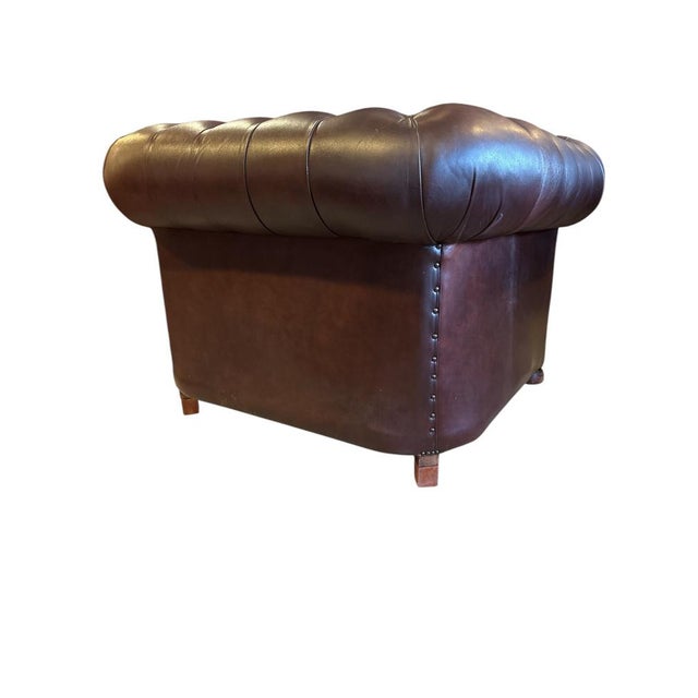 Vintage Chesterfield Armchairs in Brown Leather, Set of 2 For Sale - Image 9 of 11