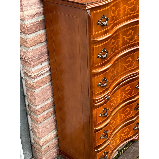 Inlaid Wood Chest of 5 Drawers with Writing Compartment, 1950s For Sale - Image 6 of 17