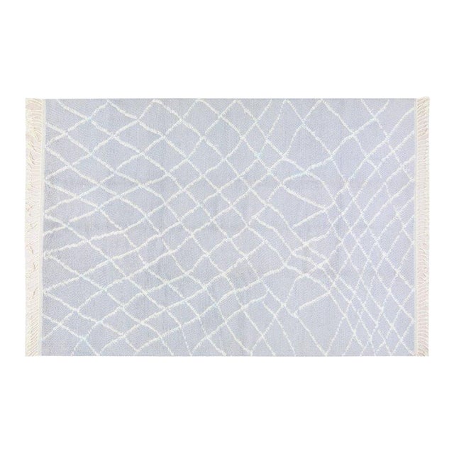 Moroccan Modern Hand Knotted Wool Rug, 6'4"x9'6" For Sale