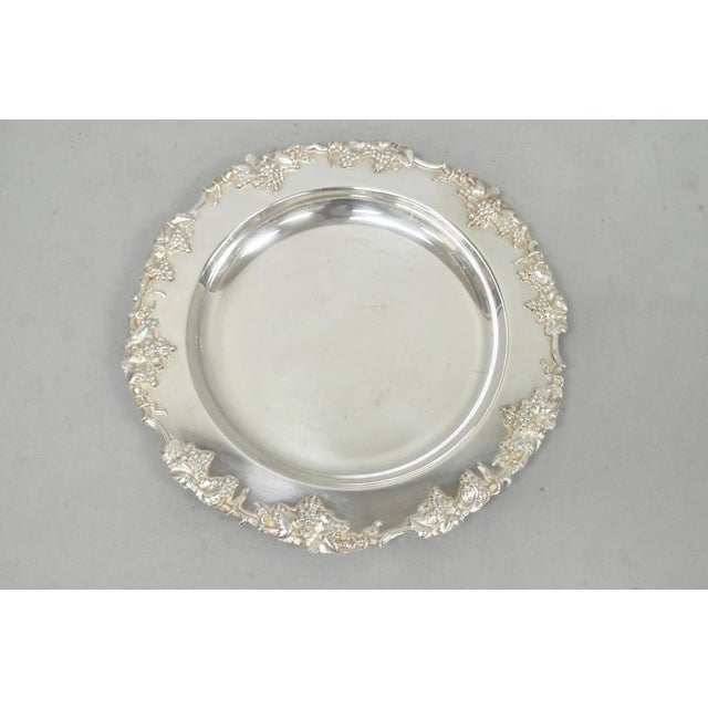 Vintage English Victorian Sheffield Silver Plated Grapevine Repousse 12" Dish For Sale - Image 11 of 11