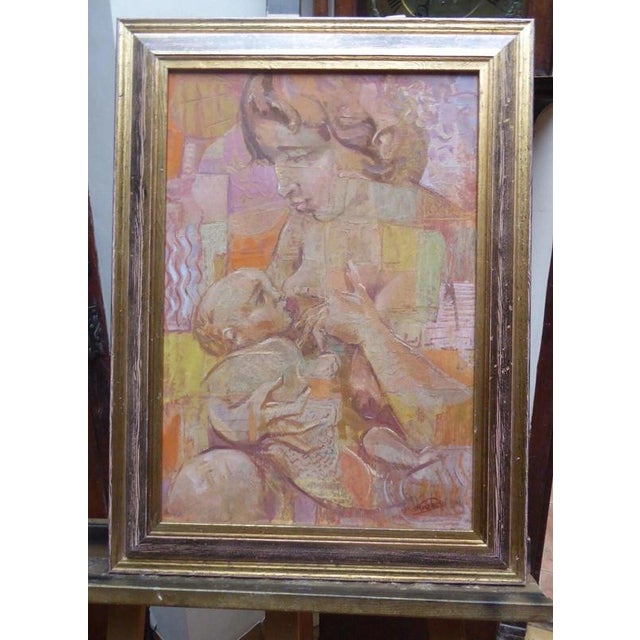1960s Mother and Child Portrait, 1960s, Oil on Board For Sale - Image 5 of 14
