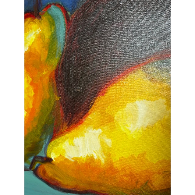 Late 20th Century Expressionism Still Life "Pears" Original Oil Painting on Canvas For Sale - Image 9 of 12
