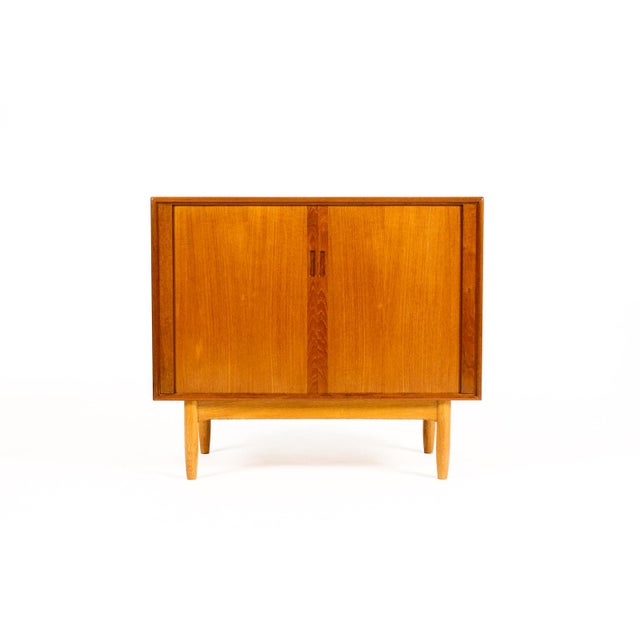 Mid-Century Modern 1960s Danish Modern Mid Century Compact Teak Credenza Console — Tambour Doors — Hans C. Andersen For Sale - Image 3 of 10