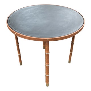 Stitched Leather Side Table by Jacques Adnet, 1950s For Sale