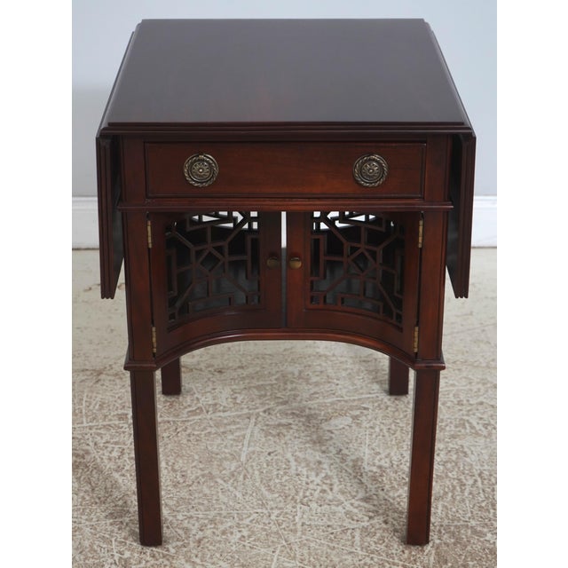 Chinese Craftique Mahogany Dropleaf Pembroke Table For Sale - Image 3 of 18