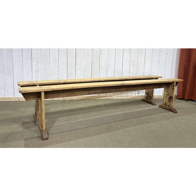 Early 20th Century Poplar Farmhouse Benches, Set of 2 For Sale - Image 6 of 6