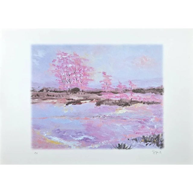 Martine Goeyens, Pink Blossoms, Original Lithograph, 2000s For Sale - Image 4 of 4