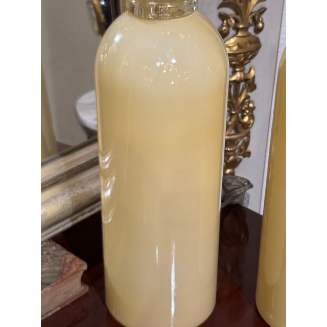 Large Murano Cream Cone Form Lamps - a Pair For Sale - Image 4 of 5