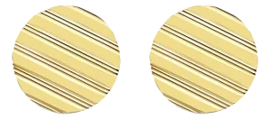 Cuff Links with Line Design 14k Yellow Gold, 2 Pieces