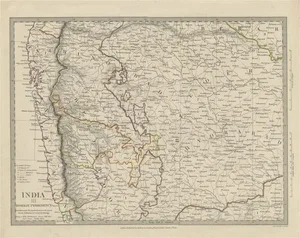 Antique Map of Part of the Bombay Presidency in India, 1831