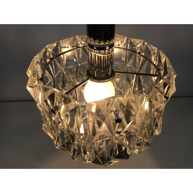 Silver German Chrome-Plated & Crystal Ceiling Lamp from Kinkeldey, 1960s For Sale - Image 8 of 10
