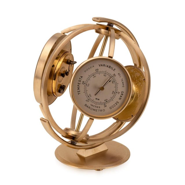 1960s Vintage Swiss World Time Clock with Thermometer and Barometer, 1960s For Sale - Image 5 of 14