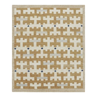 Rug & Kilim’s Scandinavian Style Rug in Beige-Brown and White Geometric Patterns - 12x16 For Sale