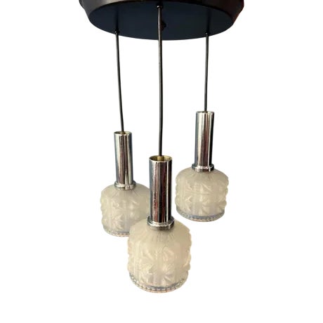 Vintage Frosted Glass Cascade Pendant Lamp For Sale