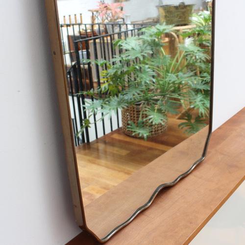 Metal Mid-Century Italian Wall Mirror with Brass Frame, 1950s For Sale - Image 7 of 18