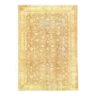Light Brown Fine Hand Knotted Antique Shabby Chic Rugs 9'3'' X 12'8'' For Sale