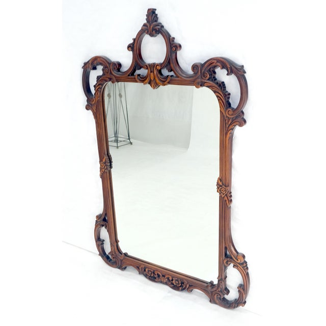 Very Fine c1940s Pierced Carved Mahogany Chippendale Style Wall Mirror MINT For Sale - Image 13 of 14