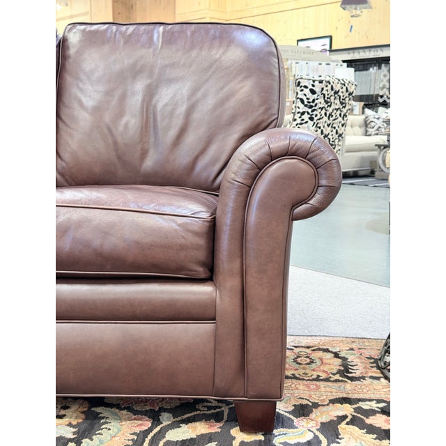 Transitional Hancock & Moore City Kip Mocha Leather Sofa For Sale - Image 3 of 10