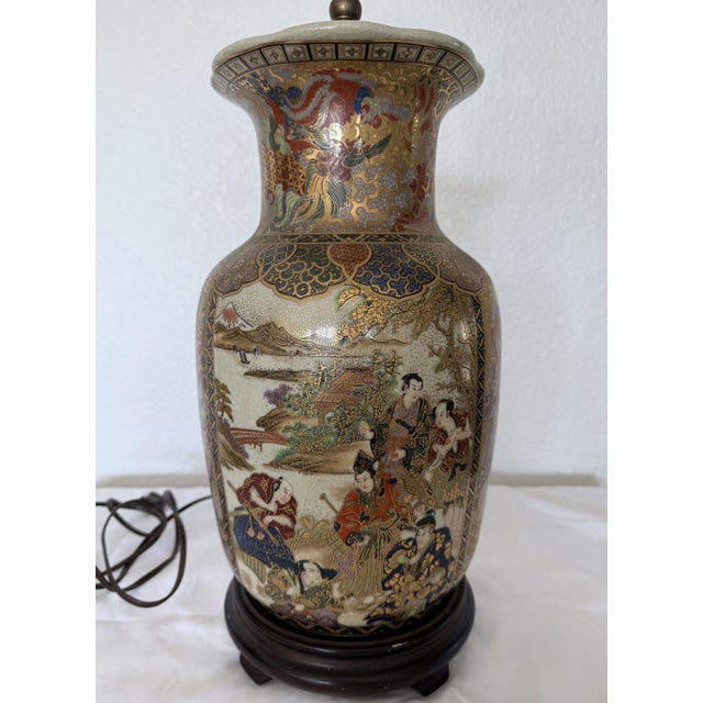 Japanese Late 20th Century Chinese Import Satsuma Style Gold Table Lamp For Sale - Image 3 of 16