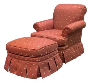 Recently Reupholstered Swivel Chair With Ottoman