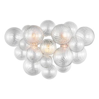 Julie Neill for Visual Comfort Signature Talia Large Sconce in Plaster White with Clear Swirled Glass For Sale