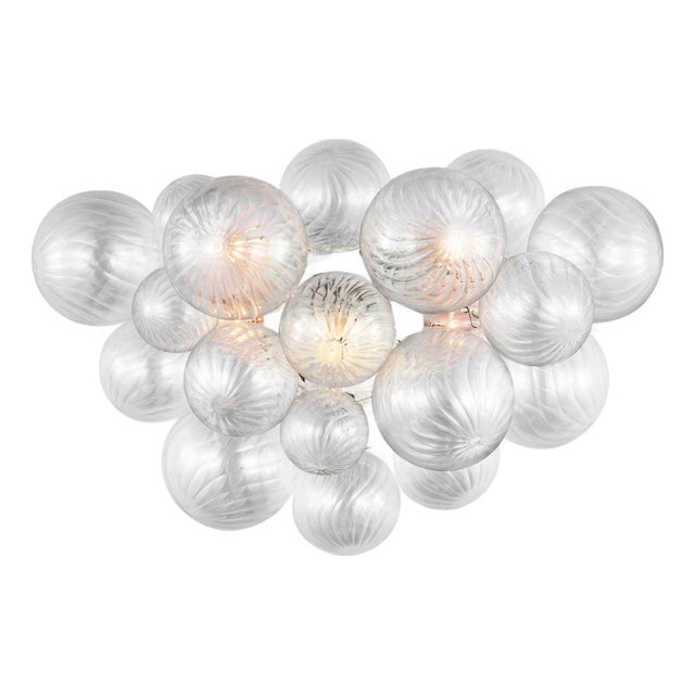 Julie Neill for Visual Comfort Signature Talia Large Sconce in Plaster White with Clear Swirled Glass For Sale