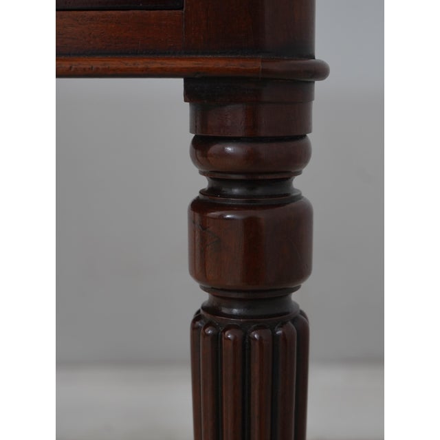English Antique 2 Drawer Mahogany Leather Top Writing Desk For Sale - Image 9 of 17