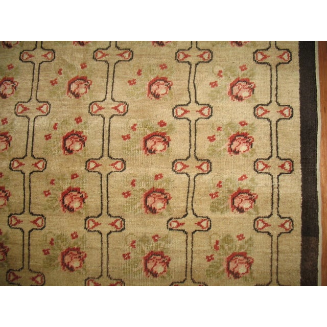 American Vintage Flower Motif Turkish Runner - 3'7" x 10'9" For Sale - Image 3 of 5