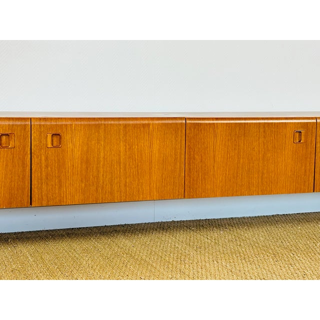 Low Scandinavian Teak Sideboard with Metal Compass Legs, 1960 For Sale - Image 12 of 17