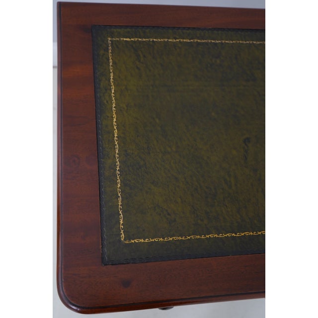 English Antique 2 Drawer Mahogany Leather Top Writing Desk For Sale - Image 14 of 17