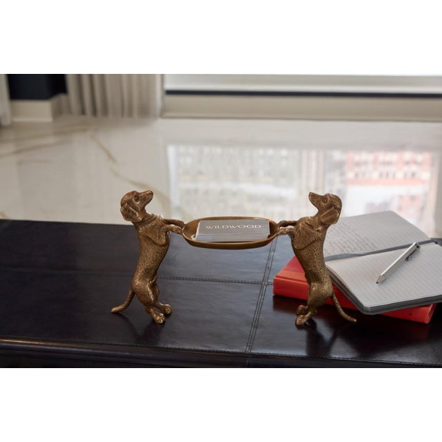 2020s Wildwood Brass Dachshund Dogs Holding a Tray For Sale - Image 5 of 6