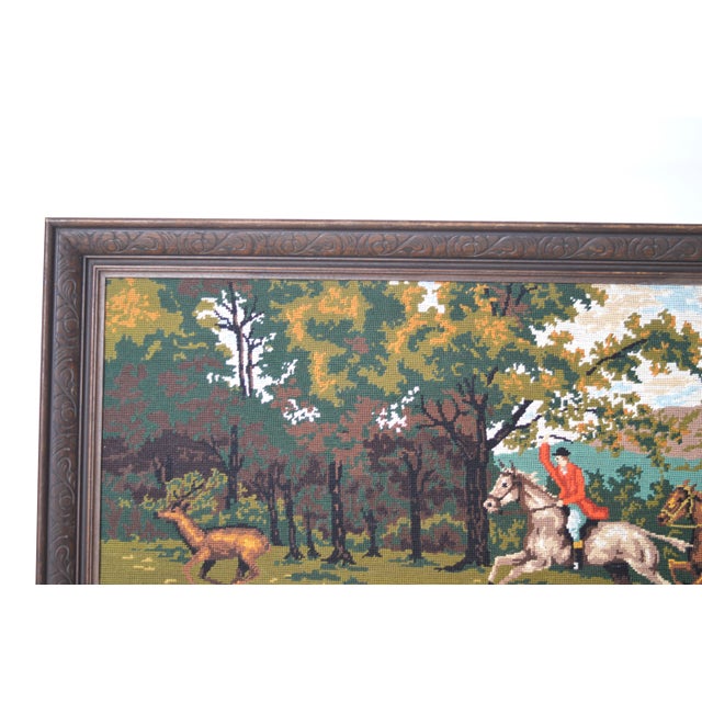 Vintage Hunting Scene Tapestry, 1940 For Sale - Image 6 of 11