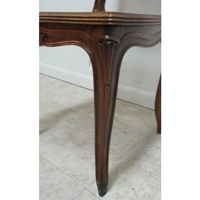 Wood Antique Quality French Country Carved Cane Vanity Armchair Petite For Sale - Image 7 of 11