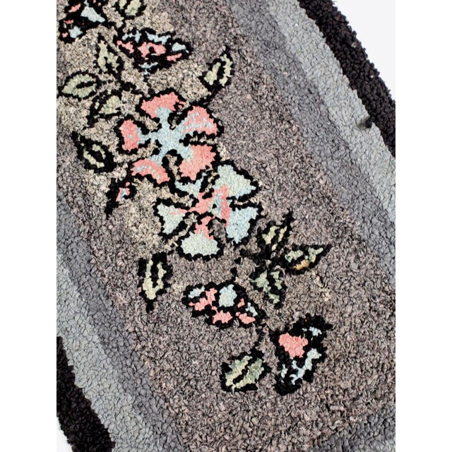 Farmhouse Antique Hooked Floral Accent Rug For Sale - Image 3 of 7