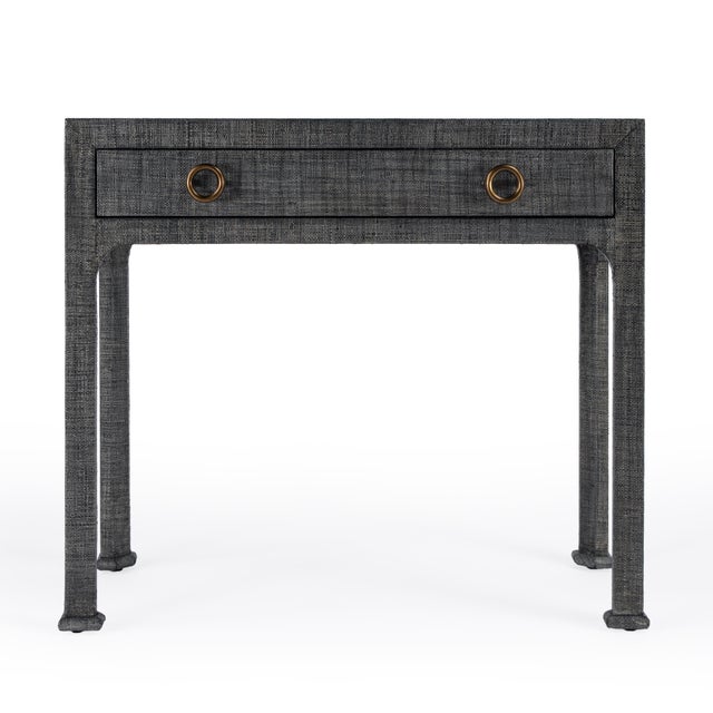 Spritely Home Accent Furniture Chatham 34 in. W Rectangular Raffia 1 Drawer Console Table, Charcoal Raffia For Sale - Image 4 of 8
