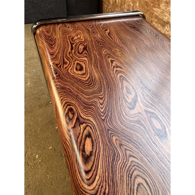 1970s 1970s Refinished Zebrawood Chrome Tubular Desk Attributed to Peter Protzman for Herman Miller For Sale - Image 5 of 13