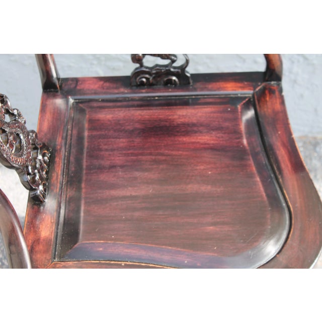Antique Asian Meticulously Carved Mahogany Corner Chair For Sale - Image 9 of 11