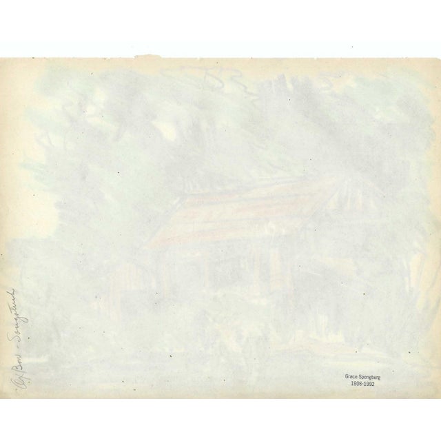 Grace Spongberg (American, 1906-1992) "Ox Bow - Saugatuck" oil pastel on paper, titled and estate stamp on reverse. Grace...
