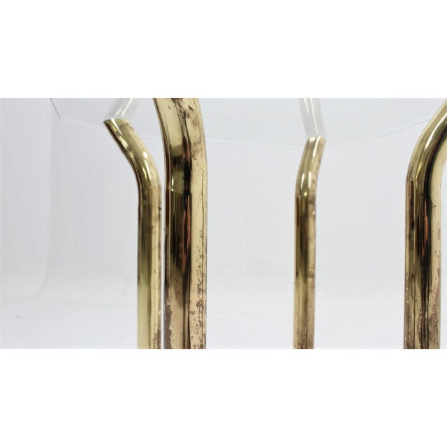 Italian Glass & Brass Side Table, 1970s For Sale - Image 4 of 8