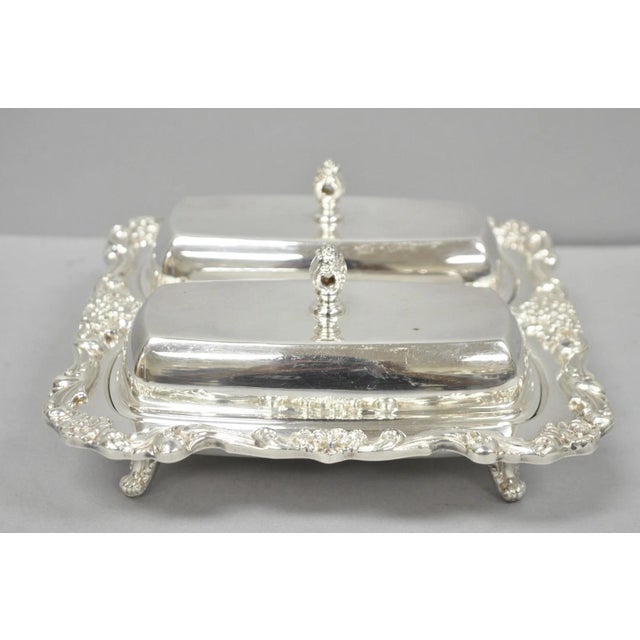 Vintage Poole Lancaster Rose Victorian Silver Plated Twin Double Butter Dish (B) For Sale - Image 10 of 15