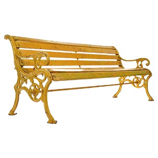 Wooden Bench in Cast Yellow Patina For Sale