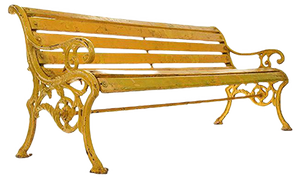 Wooden Bench in Cast Yellow Patina