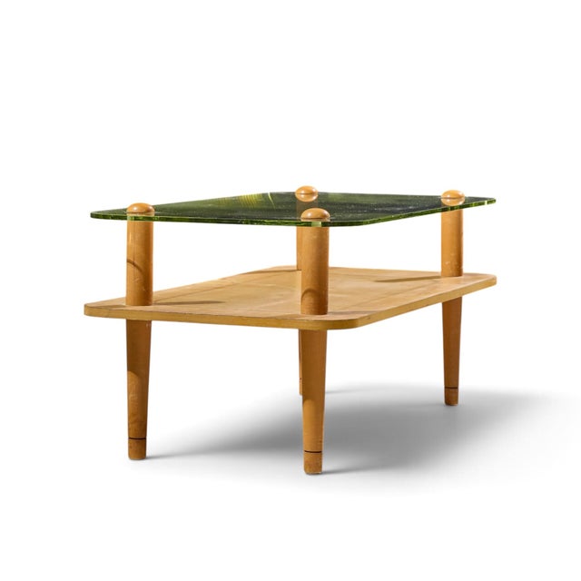 Gilbert Rohde Gilbert Rhode Style Mid Century Walnut and Glass Coffee Table For Sale - Image 4 of 9