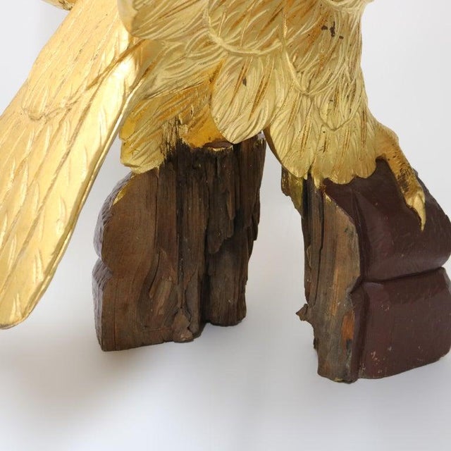Gold Oversized Vintage Carved Giltwood Eagle 20thC For Sale - Image 8 of 11