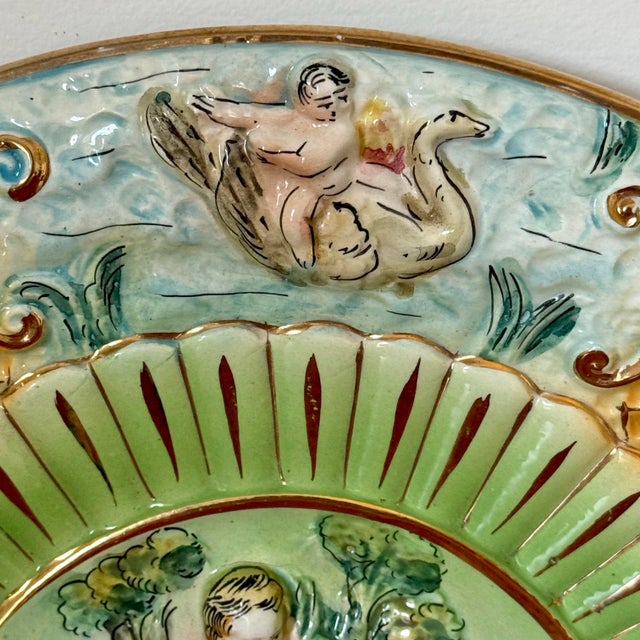 Mid 20th Century Mid 20th Century Hand Painted Capodimonte Decorative Plate Wall Decor For Sale - Image 5 of 11